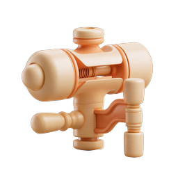 Holz-Wasserhahn-Ventil 3D-Icon - Realistischer Clay-Stil