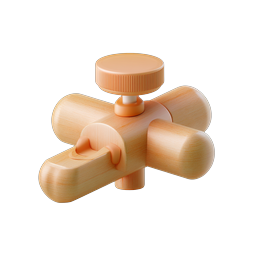 Icono 3D de mando de válvula de grifo de madera