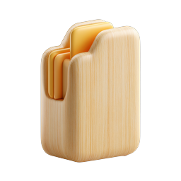 Wooden File Organizer Icon - 3D Realistic Document Holder