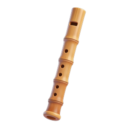 Wooden Flute Icon - Realistic 3D Musical Instrument