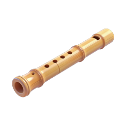 Wooden Flute Recorder Icon - 3D Musical Instrument