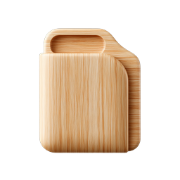 Wooden Folder Icon - Natural Wood Grain File Symbol