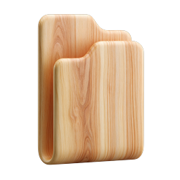 Wooden Folder Icon - Realistic 3D File Management