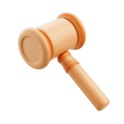 Wooden Gavel Icon - 3D Clay Style Legal Symbol
