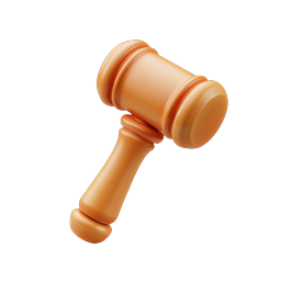 Wooden Gavel Icon - 3D Realistic Legal Hammer