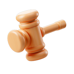 Wooden Gavel Icon - Justice & Legal 3D Clay Style