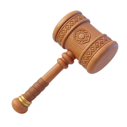 Wooden Gavel Icon - Judge's Mallet 3D Render