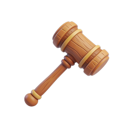 3D Wooden Gavel Icon - Justice & Legal Symbol