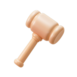Holzhammer-Icon - 3D-Symbol für Recht & Gericht