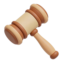 Wooden Gavel 3D Icon - Legal Justice Symbol