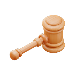Wooden Gavel Icon - 3D Courtroom Judge Hammer