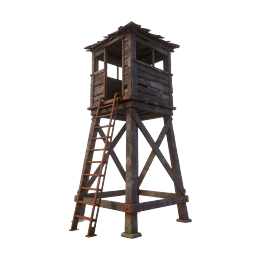 Icon realistischer Wachturm aus Holz – 3D-Gefängnisturm