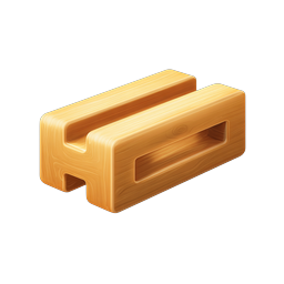 3D Wooden H Icon with Realistic Wood Grain Texture