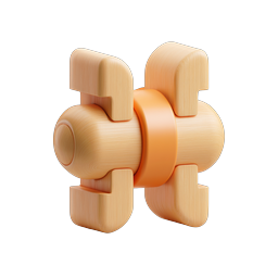 Wooden H Letter 3D Icon with Orange Band Accent