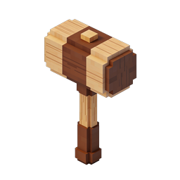 Ícone Voxel de Martelo de Madeira Isométrico | Design de Ferramenta 3D