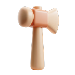Icona martello di legno - Design strumento 3D realistico