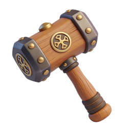 Wooden Hammer Icon for Crafts and Construction