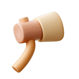 Wooden Hammer 3D Icon - Clay Style Tool Design