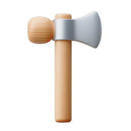 Wooden Hammer Tool Icon - Realistic 3D Render