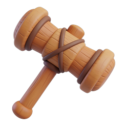 Stylized Wooden Hammer Icon for Creative Projects