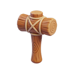 Wooden Hammer Mallet 3D Icon - Rustic Tool Design