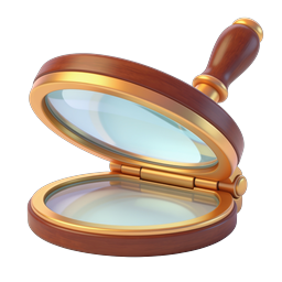 Wooden Hand Mirror 3D Icon - Vintage Beauty Accessory