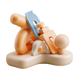 Wooden Hand Plane Tool 3D Clay Icon for Woodworking