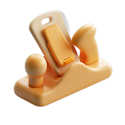 Wooden Hand Plane Tool Icon - 3D Clay Style