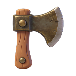 Wooden Handle Axe Icon - 3D Medieval Weapon
