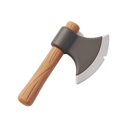 Wooden Handle Axe 3D Icon | Realistic Tool Design