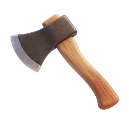Wooden Handle Axe Icon - 3D Realistic Hatchet