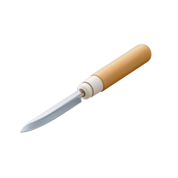 Wooden Handle Kitchen Knife Icon - 3D Realistic