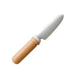 Wooden Handle Kitchen Knife 3D Icon | Realistic Cutlery