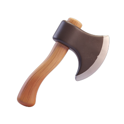 Wooden Hatchet Axe 3D Icon - Realistic Tool Design