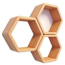 Wooden Hexagon Frames - 3D Geometric Icon Design