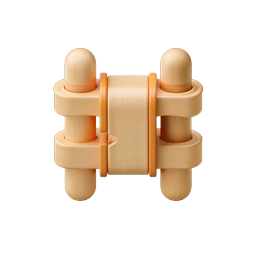 3D-Holzscharnier-Icon | Realistisches Hardware-Design