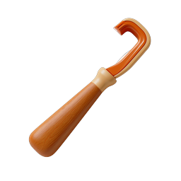 Icona strumento gancio con manico in legno | Rendering 3D realistico