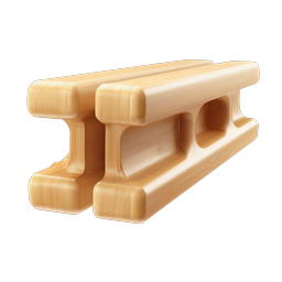 Wooden I-Beam 3D Icon | Realistic Wood Texture Design