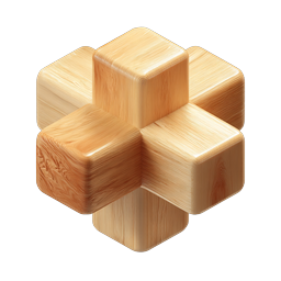 Wooden Isometric Cubes Icon - Realistic 3D Wood Block Design