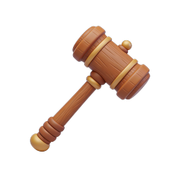 Wooden Judge Gavel Icon | 3D Clay-Style Legal Symbol