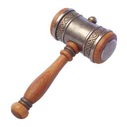Ornate Wooden Judge Gavel - 3D Icon