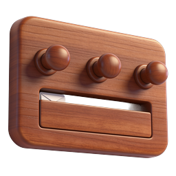 Wooden Key Hook & Letter Holder 3D Icon | Realistic Mahogany Organizer