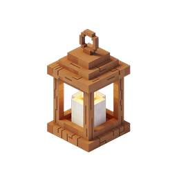 Wooden Lantern Voxel Icon | Isometric 3D Game Asset