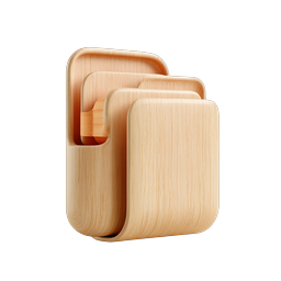 Wooden Layered Box Icon - Natural Beech Wood Design