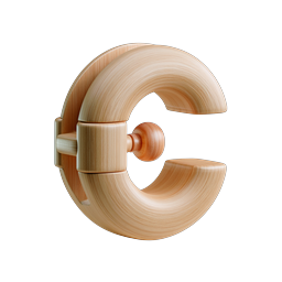Wooden Letter C 3D Icon - Realistic Wood Texture