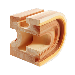 Wooden 3D Letter D Icon - Clay Style Typography