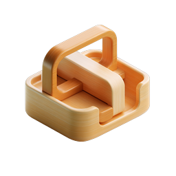 Wooden Letter E 3D Isometric Icon - Natural Wood Grain Design