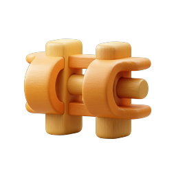 Wooden Link Icon - 3D Interlocking Connector Piece