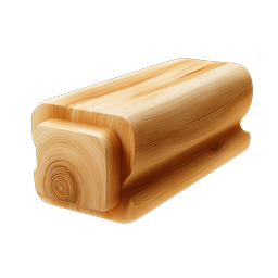 Realistic Wooden Log Beam Icon - 3D Timber Graphic