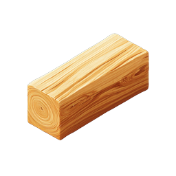 Realistic Wooden Log Beam Icon - 3D Timber Illustration